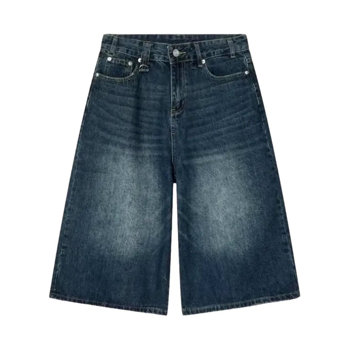 Sanded high-waist denim shorts for men