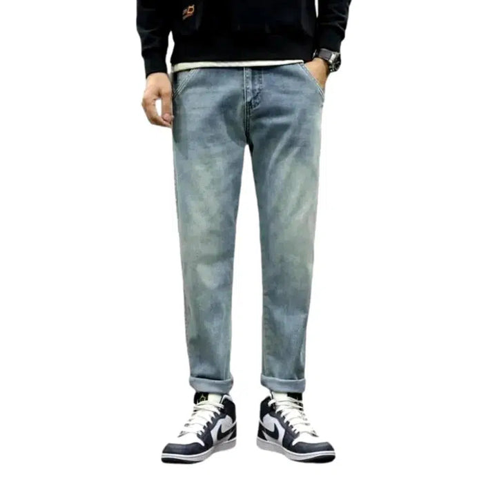 Sanded men's tall-waistline jeans