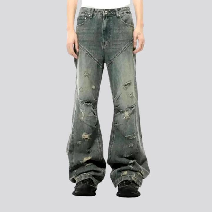 Sanded Mid Rise Boho Style Jeans for Men | Jeans4you.shop