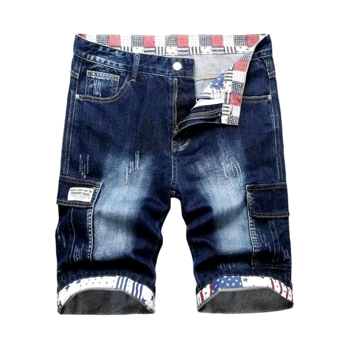 Sanded mid-waist jeans shorts for men