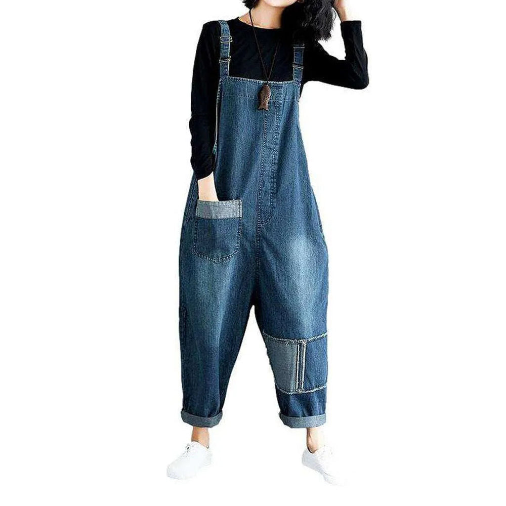 Slim Fit Women's Denim Dungaree - Blue