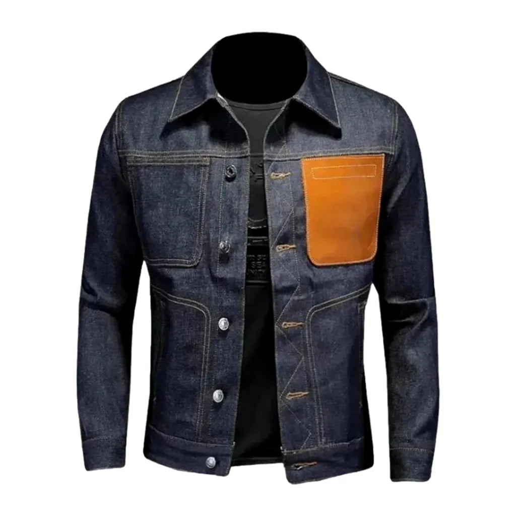 Slim patchwork denim jacket for men