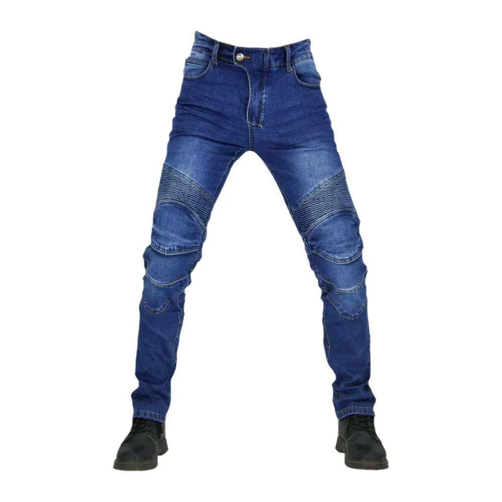 Slim stonewashed riding jeans
 for men