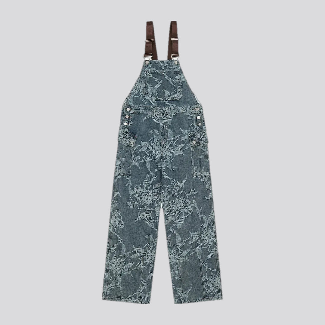 Straight Fit Cargo Pockets Men's Denim Dungaree | Jeans4you.shop