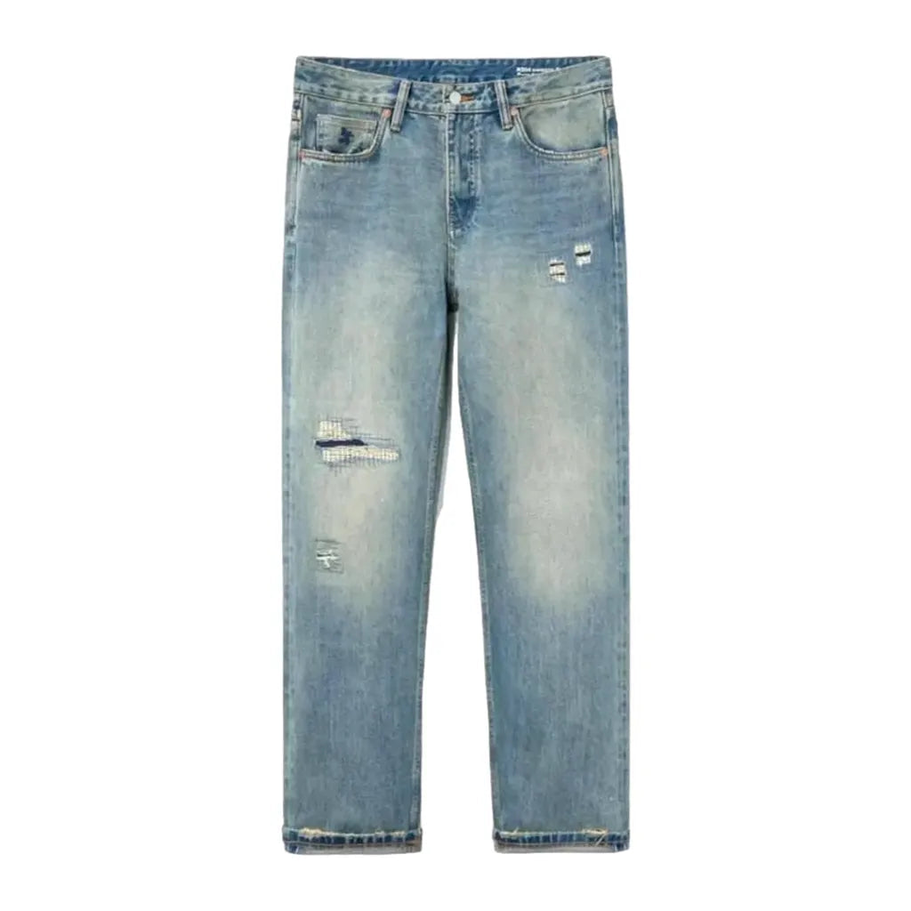 Straight heavyweight selvedge jeans
 for men
