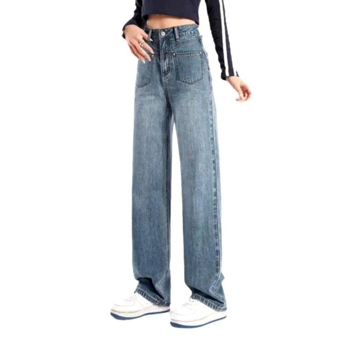 Straight pocket retro women's jeans