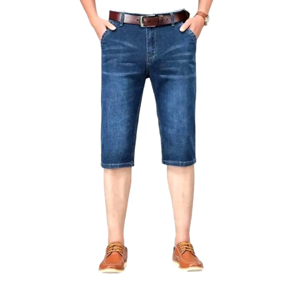 Straight sanded jeans shorts