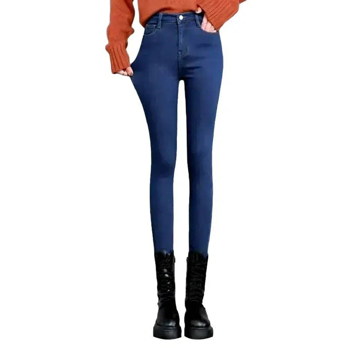 Street fleece jeans
 for women