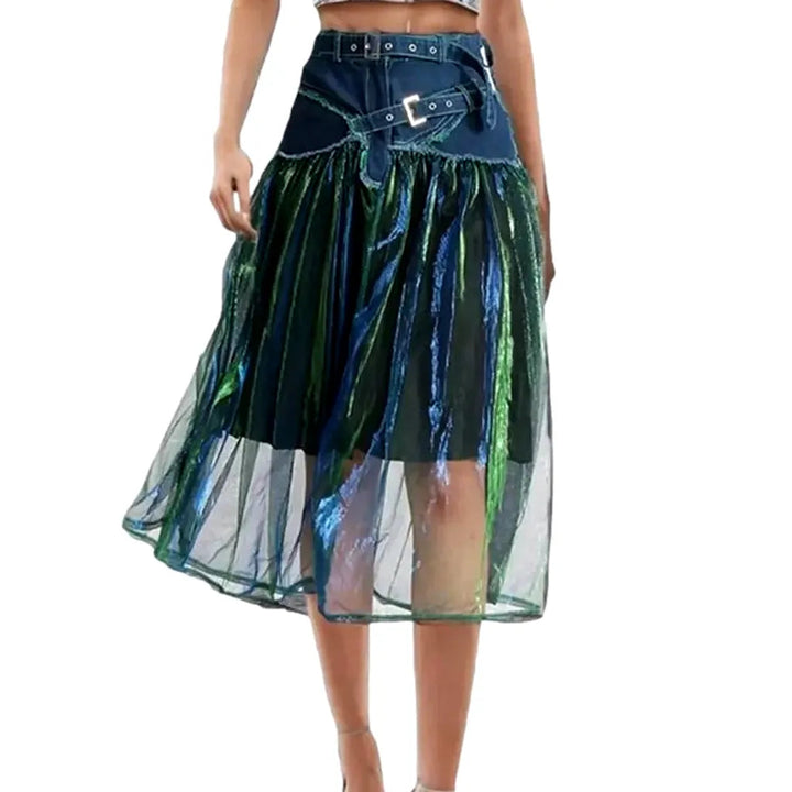 Street midi jeans skirt for ladies