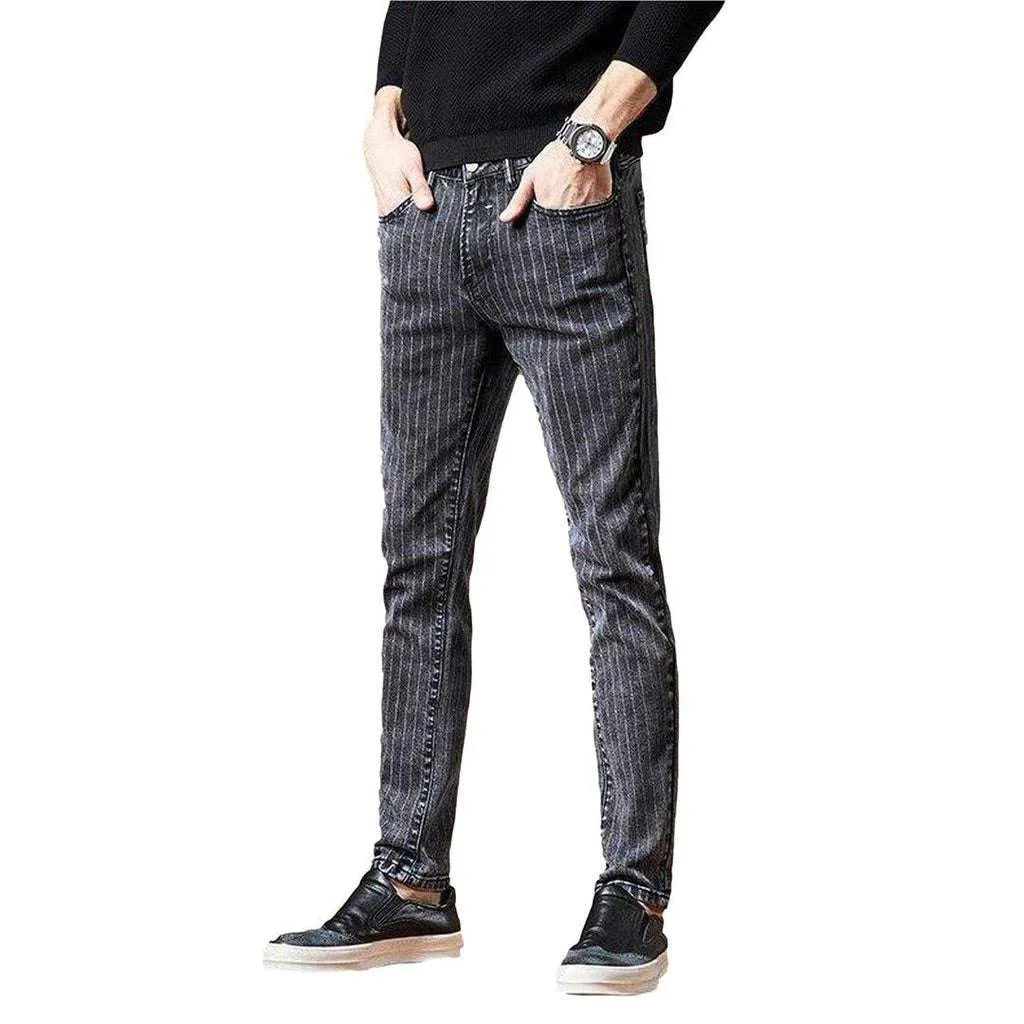 Striped grey jeans for men