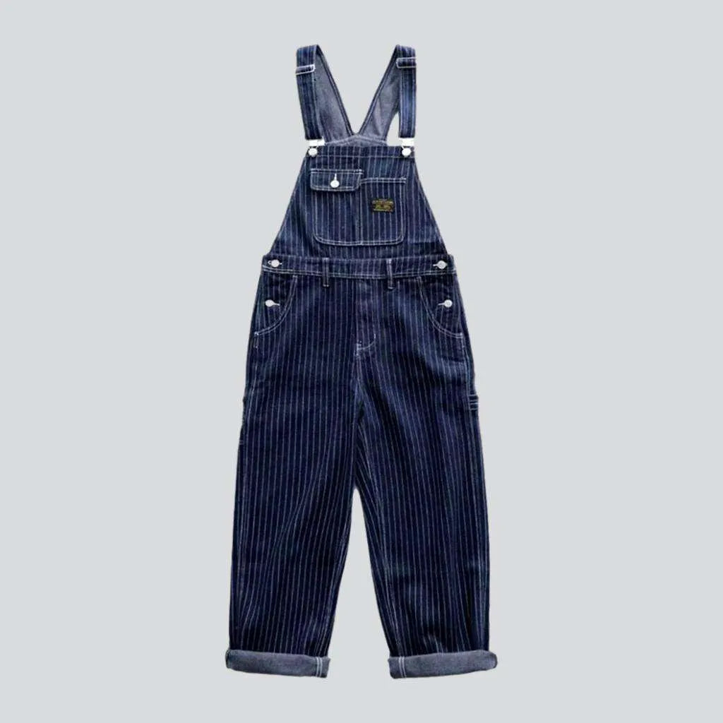 Striped men's denim bib overall | Jeans4you.shop