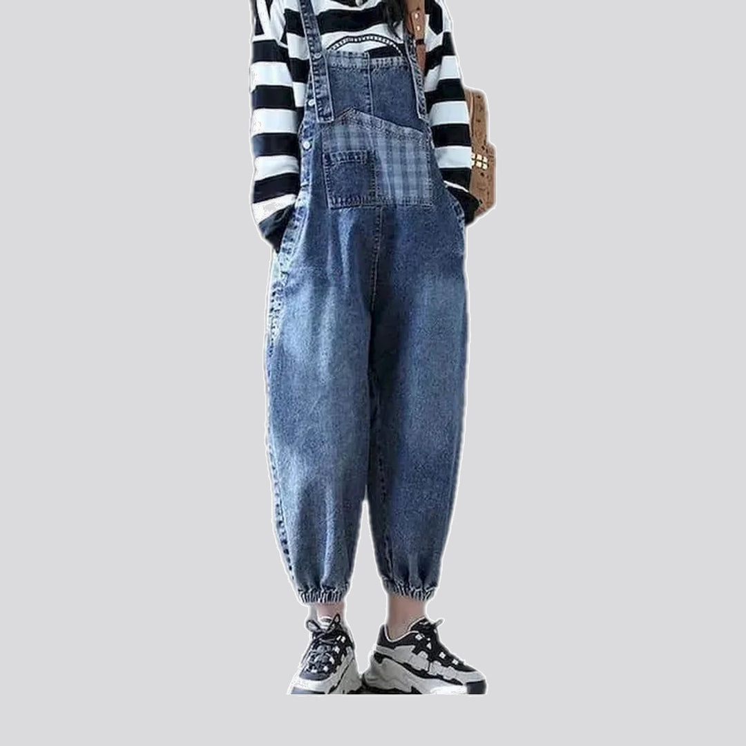 Stylish Plaid Baggy Denim Overall for Women | Jeans4you.shop