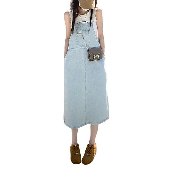 Stylish Street Denim Dress - Light Blue