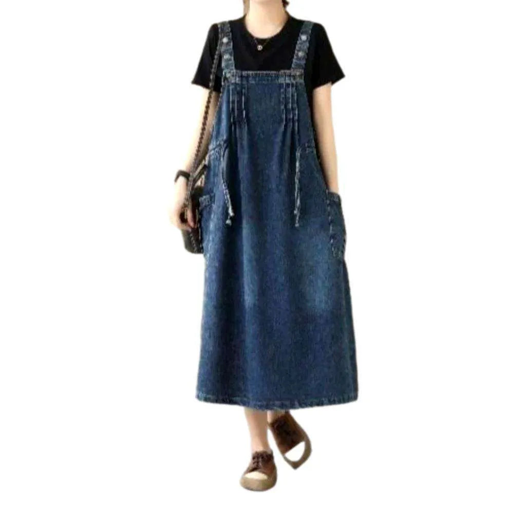 Stylish Street Jean Dress - Dark Blue