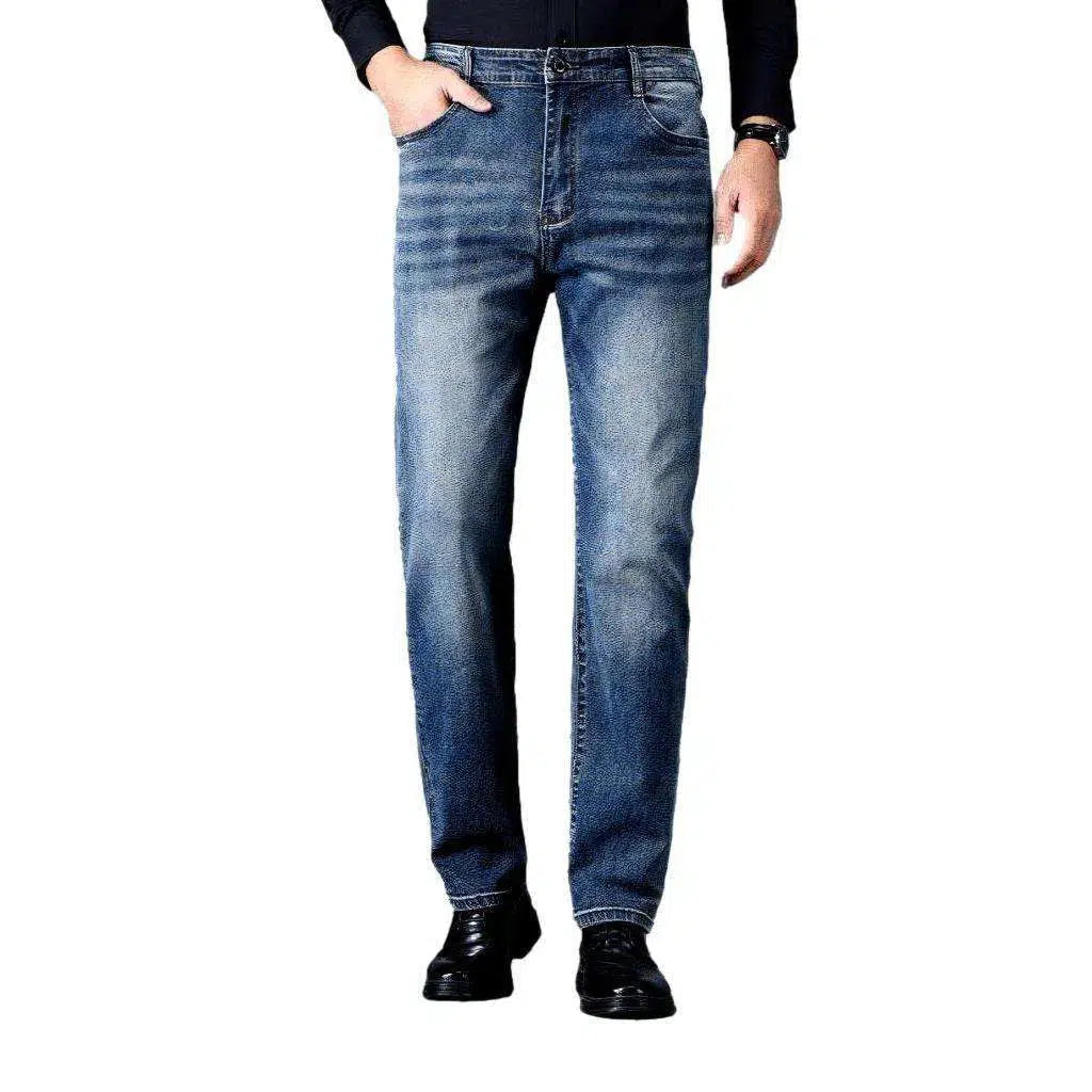 Tapered men's whiskered jeans