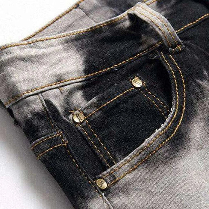 Tie-dye patchwork jeans for men