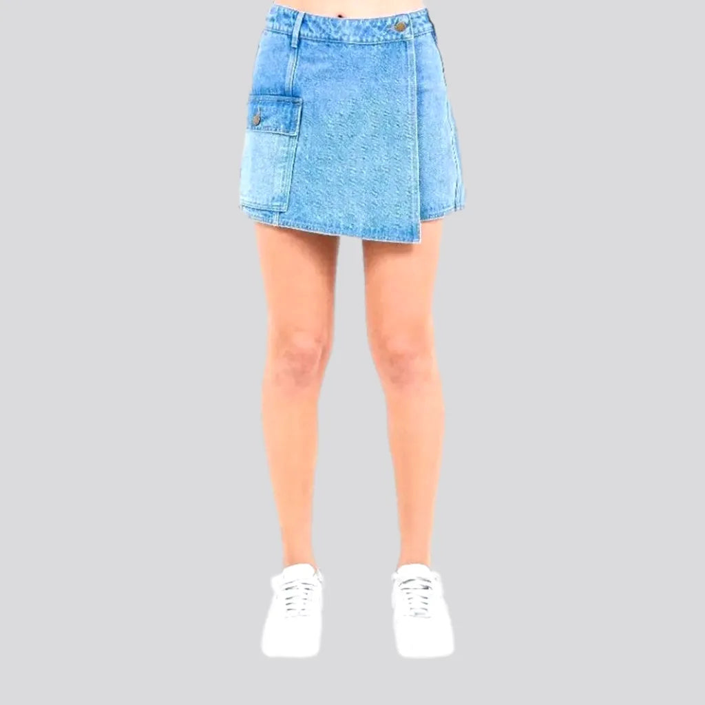 Trendy Mid Rise Denim Jeans Skort | Jeans4you.shop