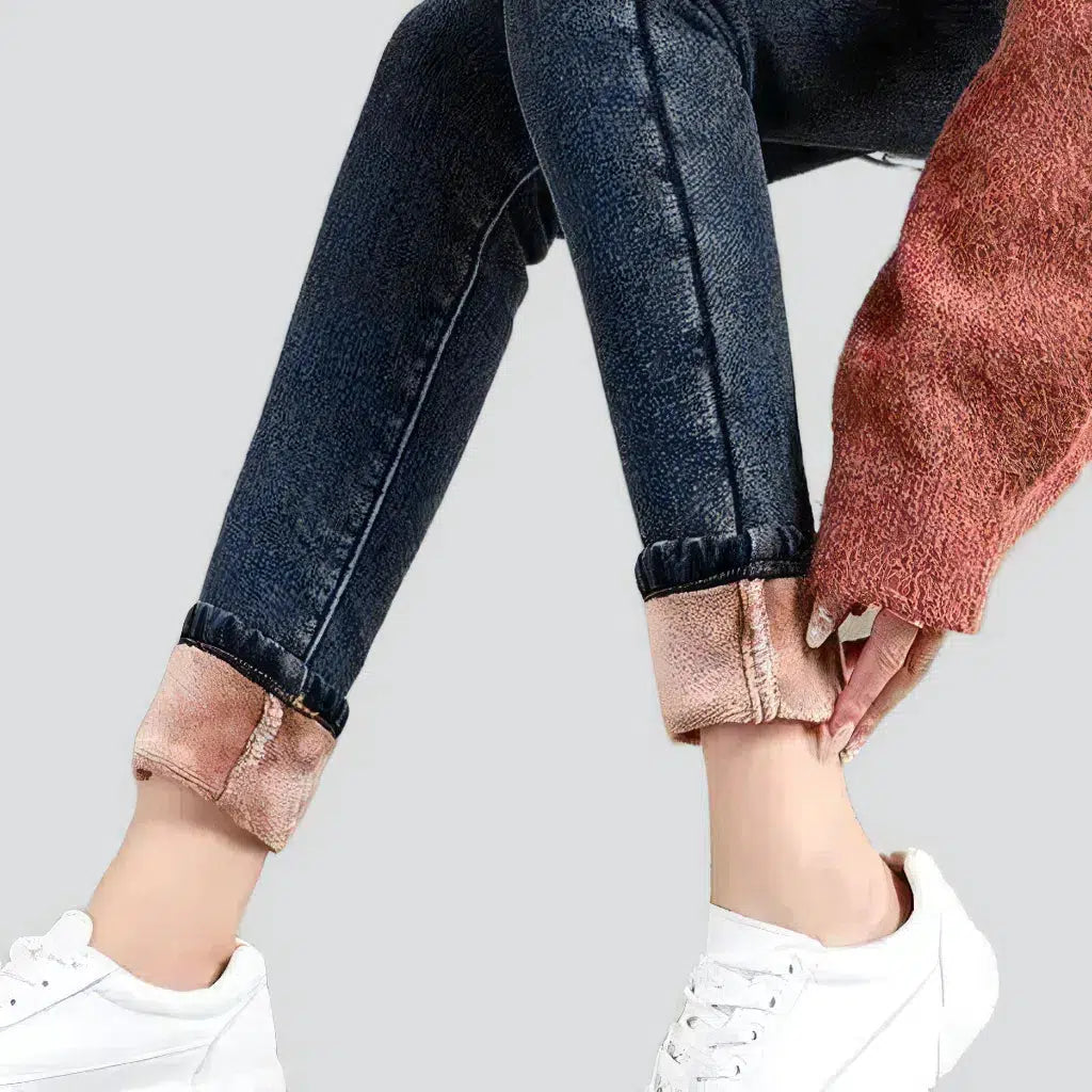 Fleece street jeans
 for women