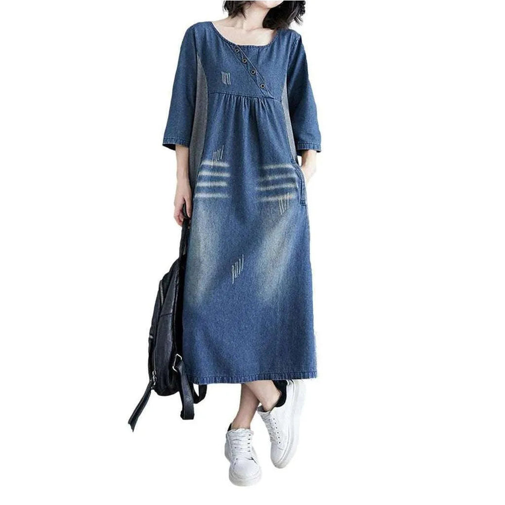 Urbane Denim Caftan Dress - Blue