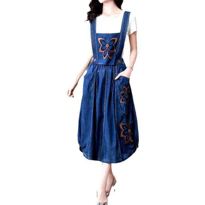 Vintage Boho Jean Dress - Blue