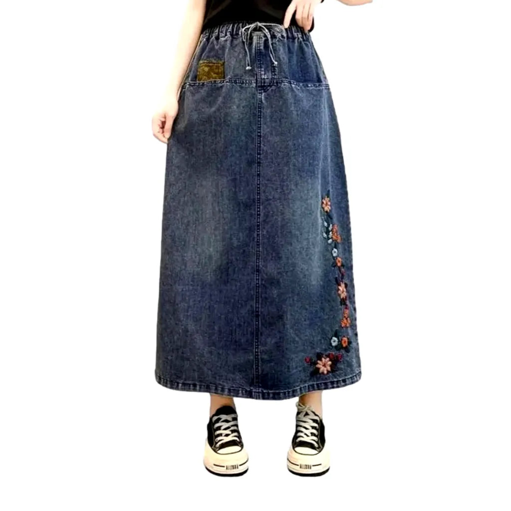 Vintage boho jean skirt
 for women