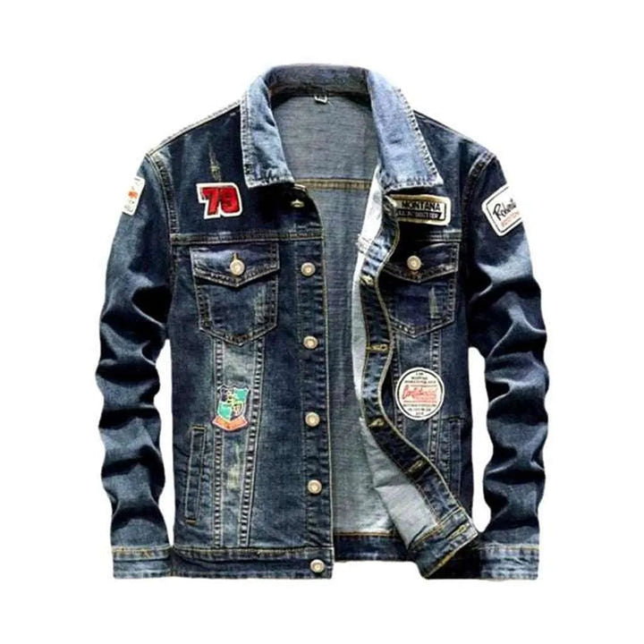 Vintage denim jacket with patches