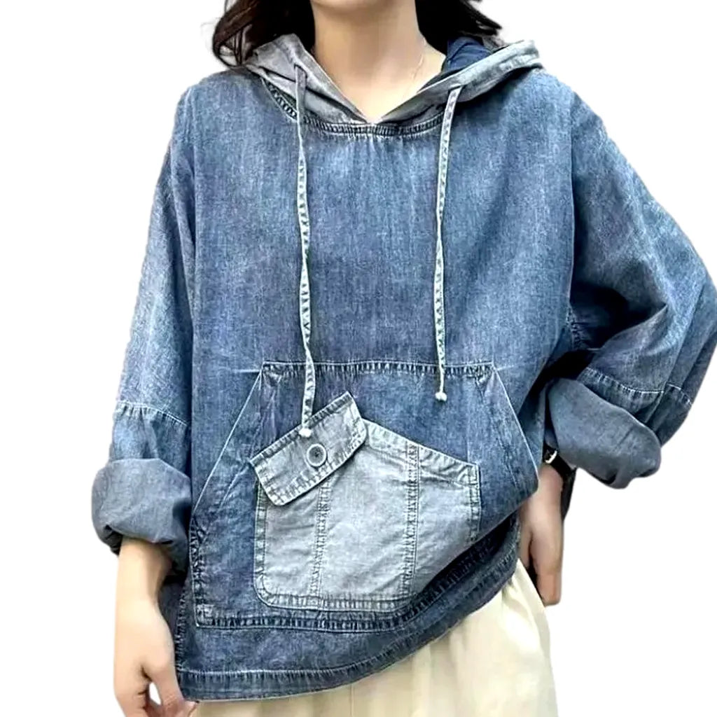 Vintage hooded women's denim jacket