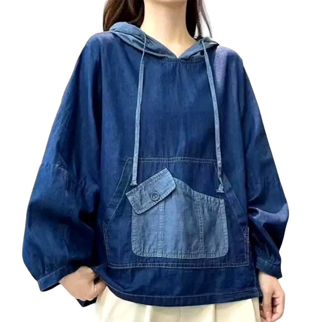 Vintage hooded women's denim jacket