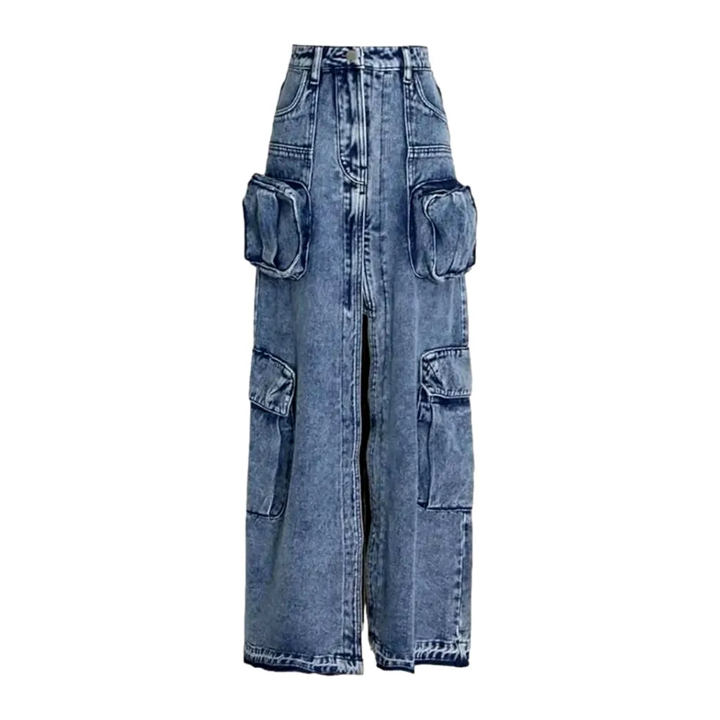 Vintage long women's denim skirt