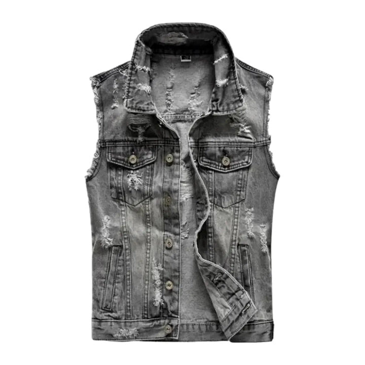 Vintage slim men's denim vest