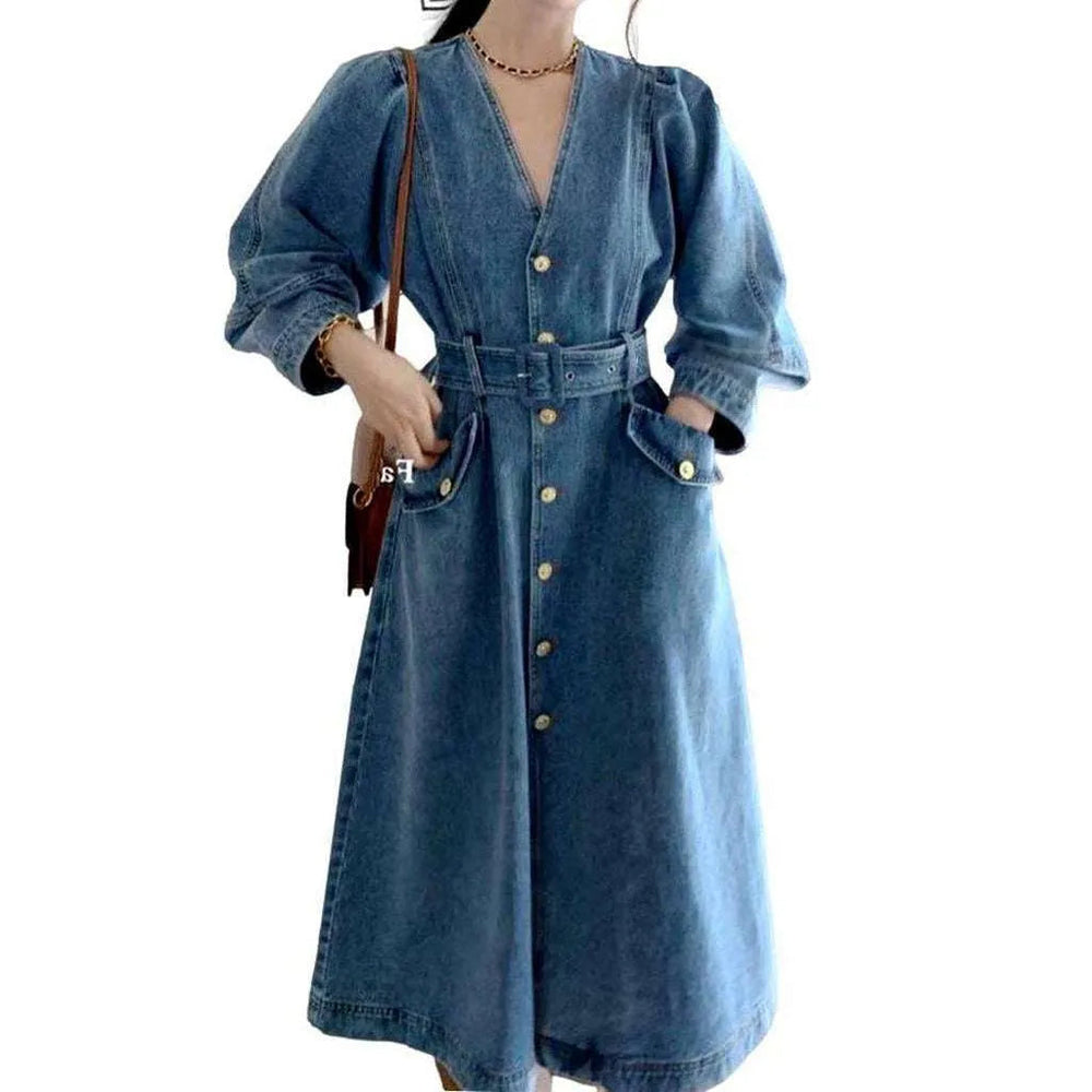 Vogue Denim Dress - Light Blue