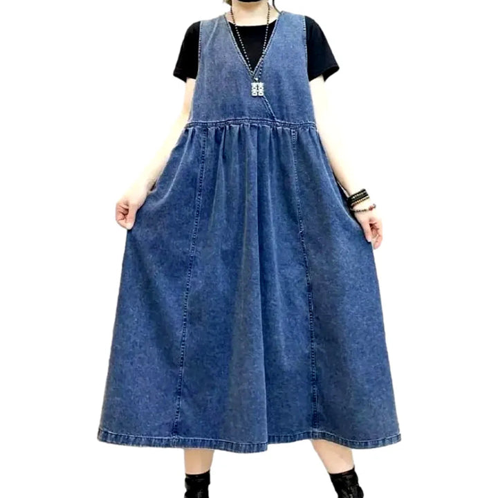 Vogue Long Denim Dress - Light Blue