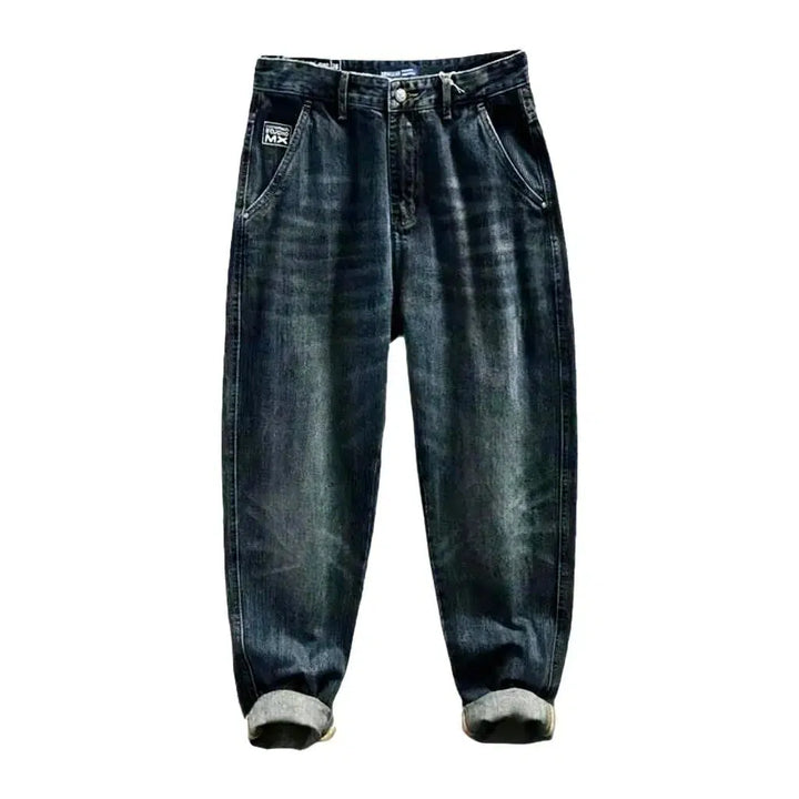 Whiskered dark-wash jeans
 for men