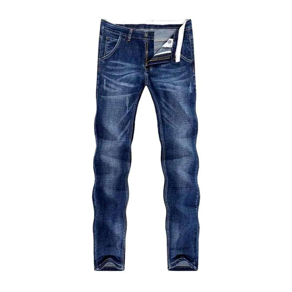 Whiskered medium wash men's jeans