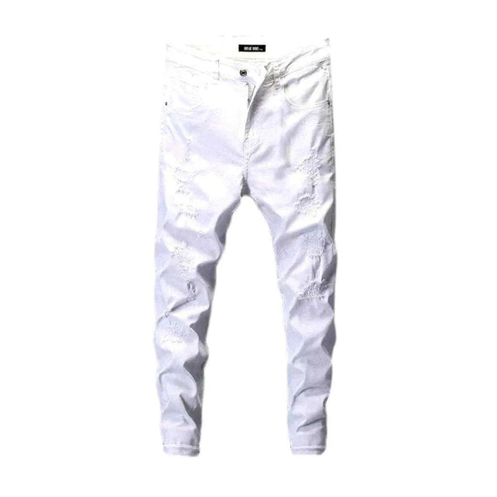 White distressed jeans for men