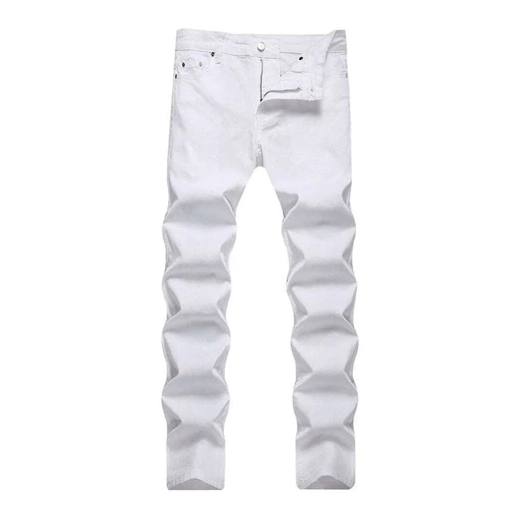 White stretch jeans for men