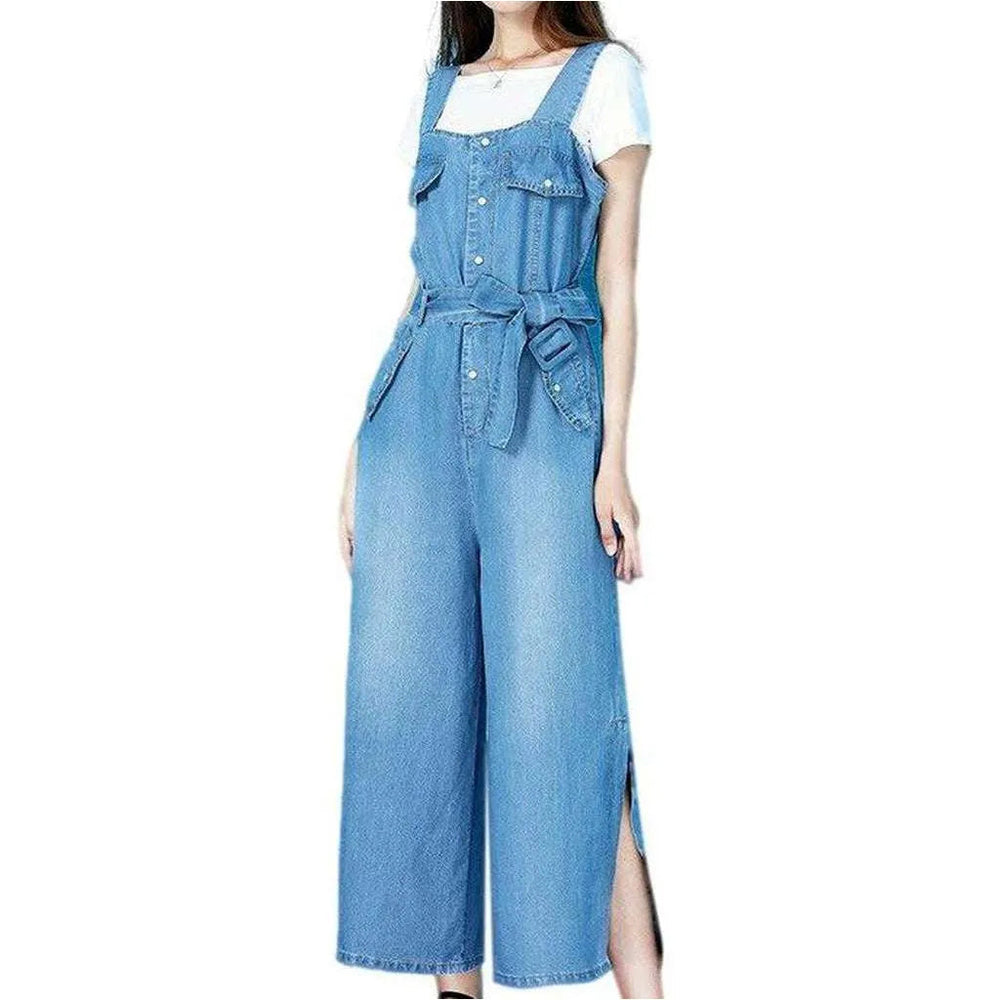 Wide-leg Jean Overall for Ladies - Light Blue