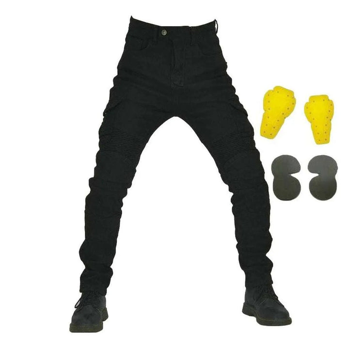 Winter black men's biker jeans