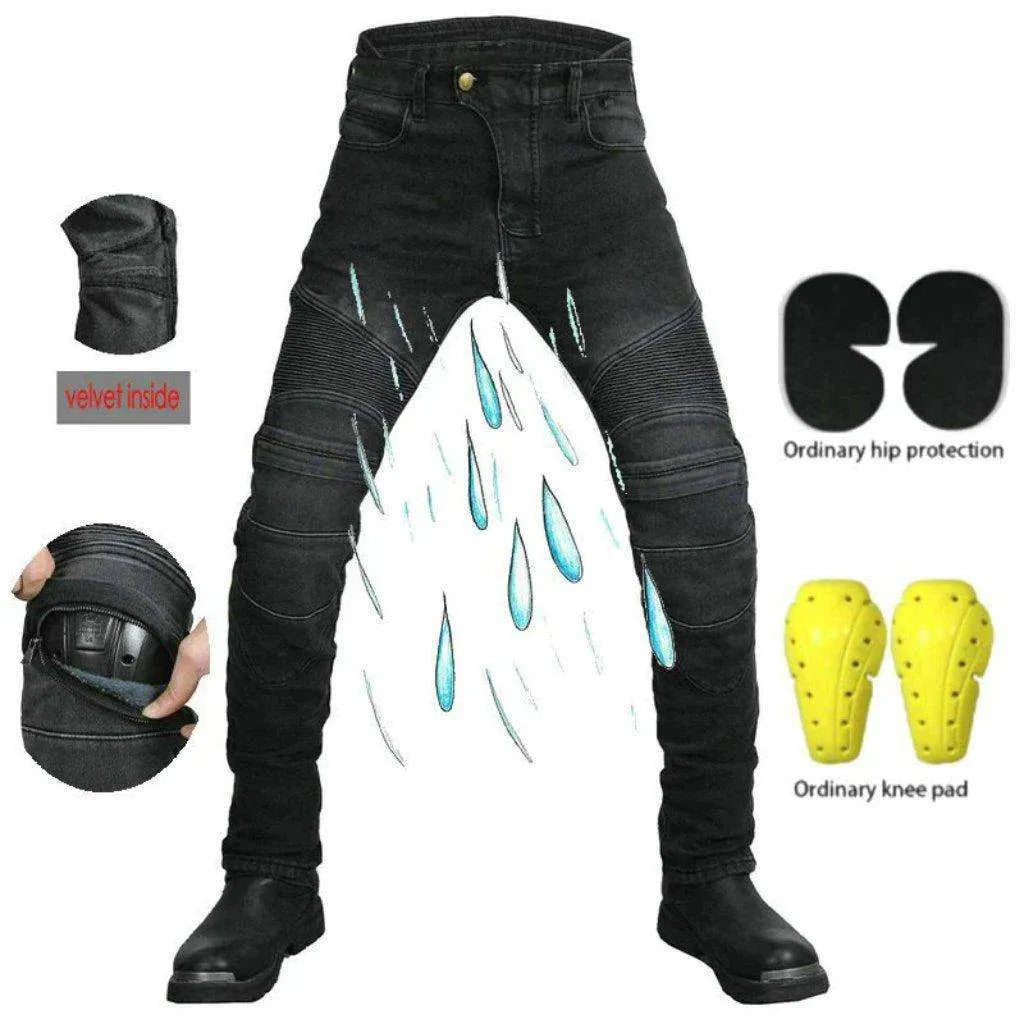 Winter waterproof men's biker jeans