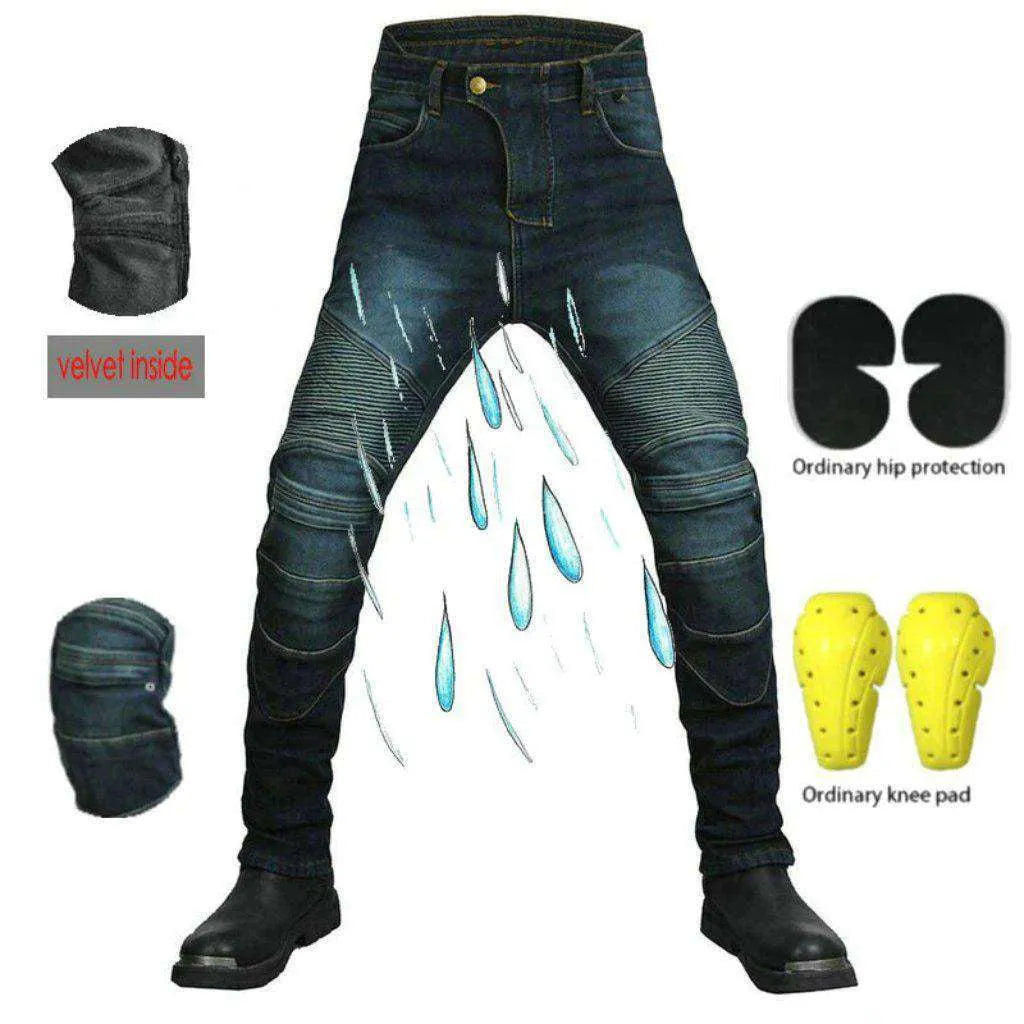 Winter waterproof men's biker jeans