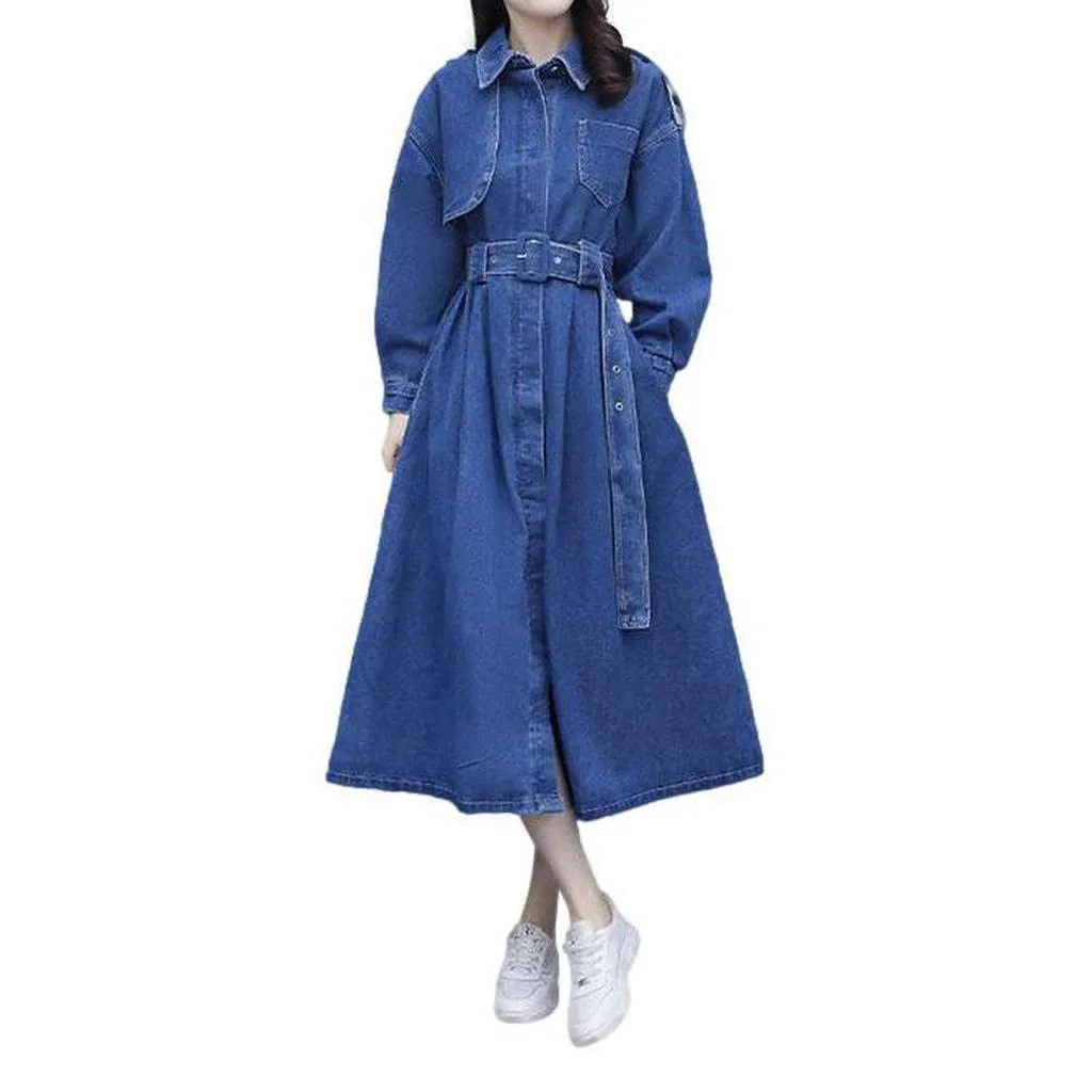 Women's denim coat with belt