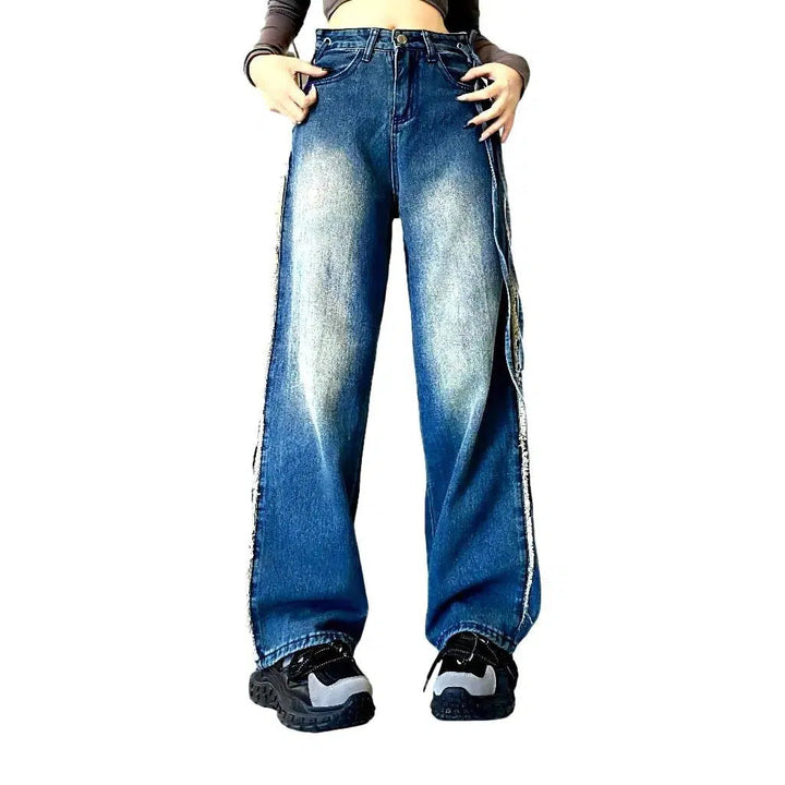 Women's distressed-side-seams jeans