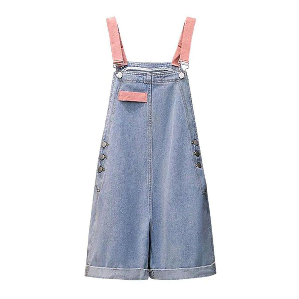 Women's Jean Overall Shorts - Light Blue