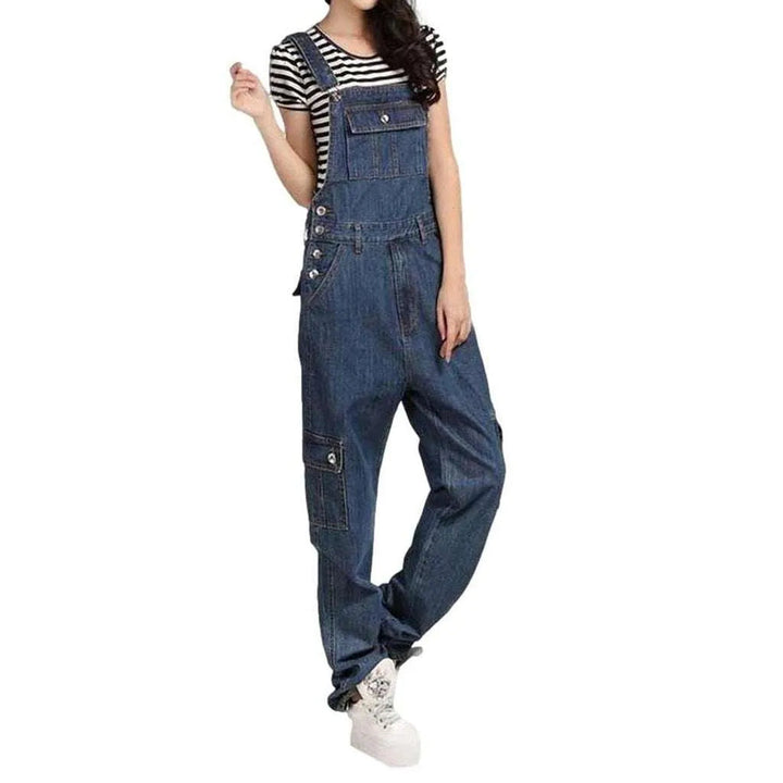 Women's Stonewashed Jean Dungaree - Blue