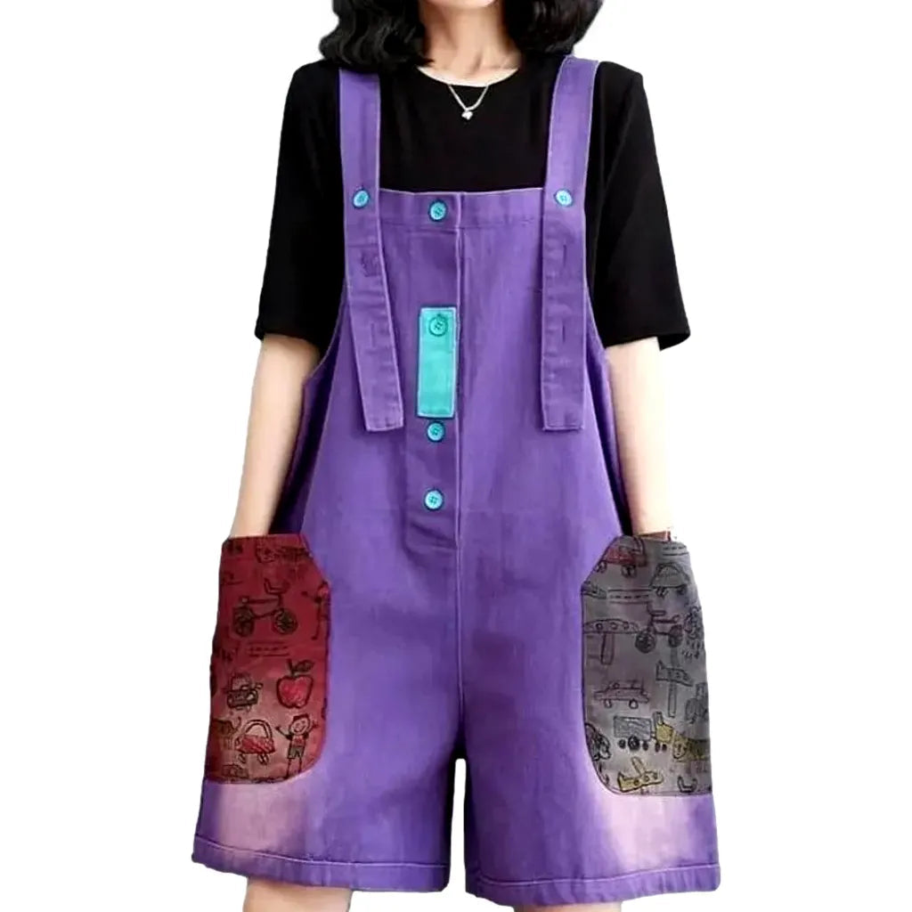 Y2k Baggy Jeans Overall Shorts - Violet