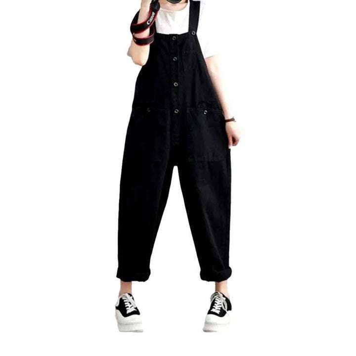 Y2k Loose Jeans Overall for Ladies - Black