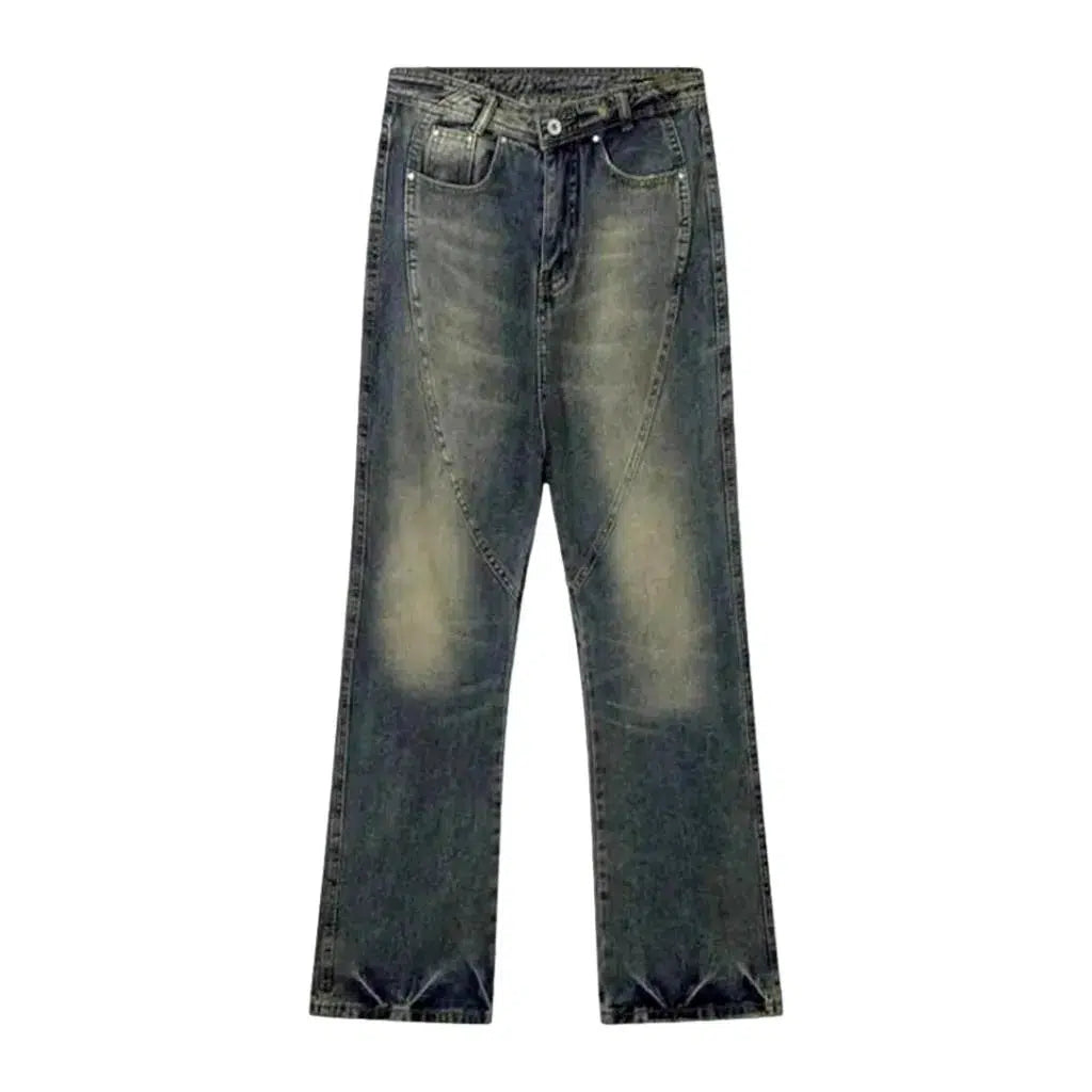 Y2k men's diagonal-seams jeans