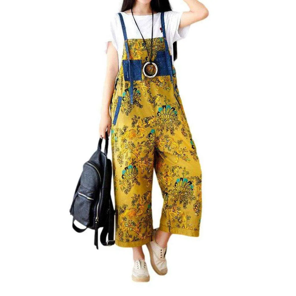 Y2k Women's Painted Denim Overall - Yellow